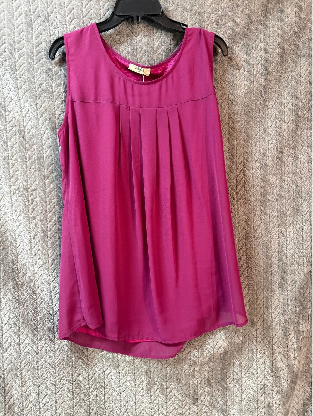 Timeson Sleeveless Pleated Magenta Blouse XL